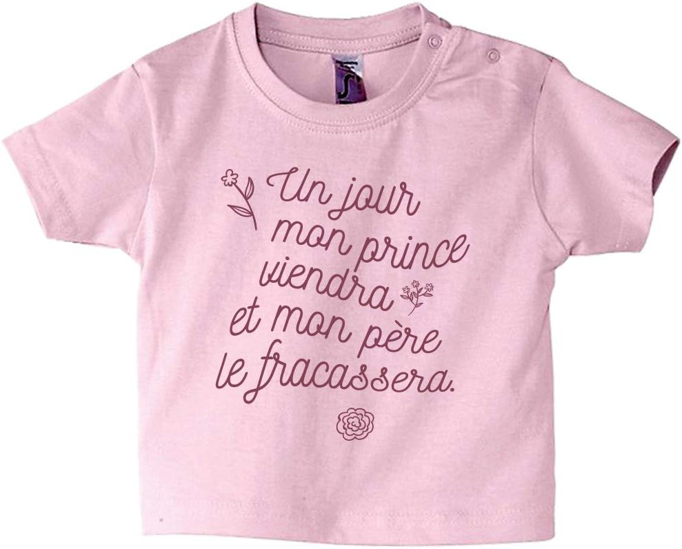 Bebe Prince Charmant Rose Papa Vetement Fille Fete Des Peres 100 Coton 3 6 Mois Tee Shirt A Texte Humour Bebe Vetements Lemoncitylive Com