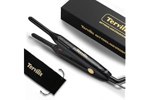 Terviiix Pencil Flat Iron for Edges & Short Hair, 3/10 Inch Small Hair Straightener for Men, Ceramic Mini Flat Iron for Pixie & Beard, 15s Fast Heat up, Dual Voltage, Auto Shut Off