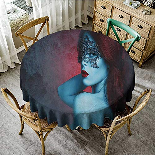 familytaste Round Tablecloths Modern Decor,Hot Sexy Feminine Image with Masquarade Ball Girl on Grey Abstract Backdrop,Multicolor D 54" Picnic Cloth - Thumbnail 6
