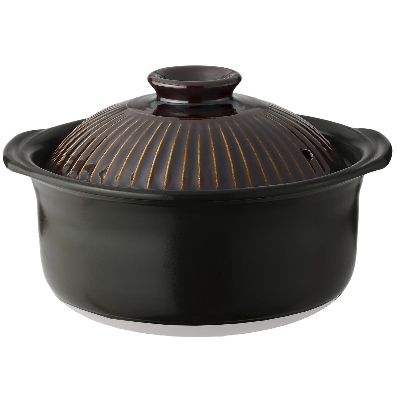 【正規品】 銀峯陶器(Ginpo Touki) 萬古焼 銀峯 菊花 ご飯鍋 3合炊き 「二重蓋」 ごはん 土鍋 直火対応 飴釉 ブラウン 日本製 45171 の商品画像