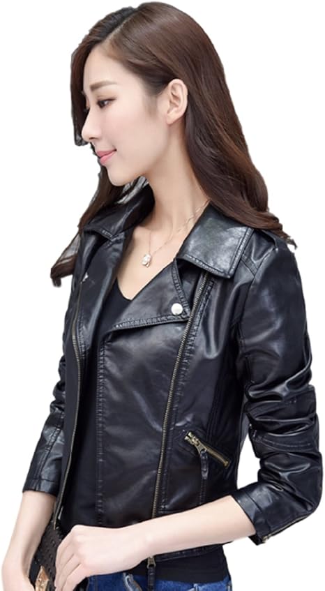 Amazon ノーブランド ライダース 合皮 フェイク レザー ジャケット クール 甘辛 アウター 秋冬 レディース 全4色 サイズ S M L Xl ブラック S コート ジャケット 通販