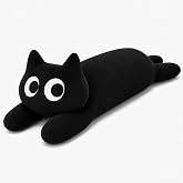 mignon mansion Long Chonky Cat Body Pillow, 36 Inch Plush Cushion | Extra-filled soft plush, side sleeper cuddle, cozy bedroom decor, kawaii home accent, thoughtful gift