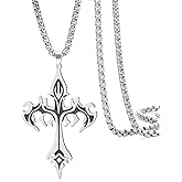 VASSAGO Cross Necklace for Men Stainless Steel Gothic Cross Pendant Necklace Punk Hip Hop Goth Jewelry Halloween Christmas Jewelry Gift