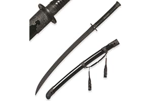 SWORD FORT 39" Plastic Martial Arts Polypropylene Training Katana Practice Sword, Black Chinese Tang Dynasty Style Dragon Pattern Decorated Sword with Scabbard and Tassel