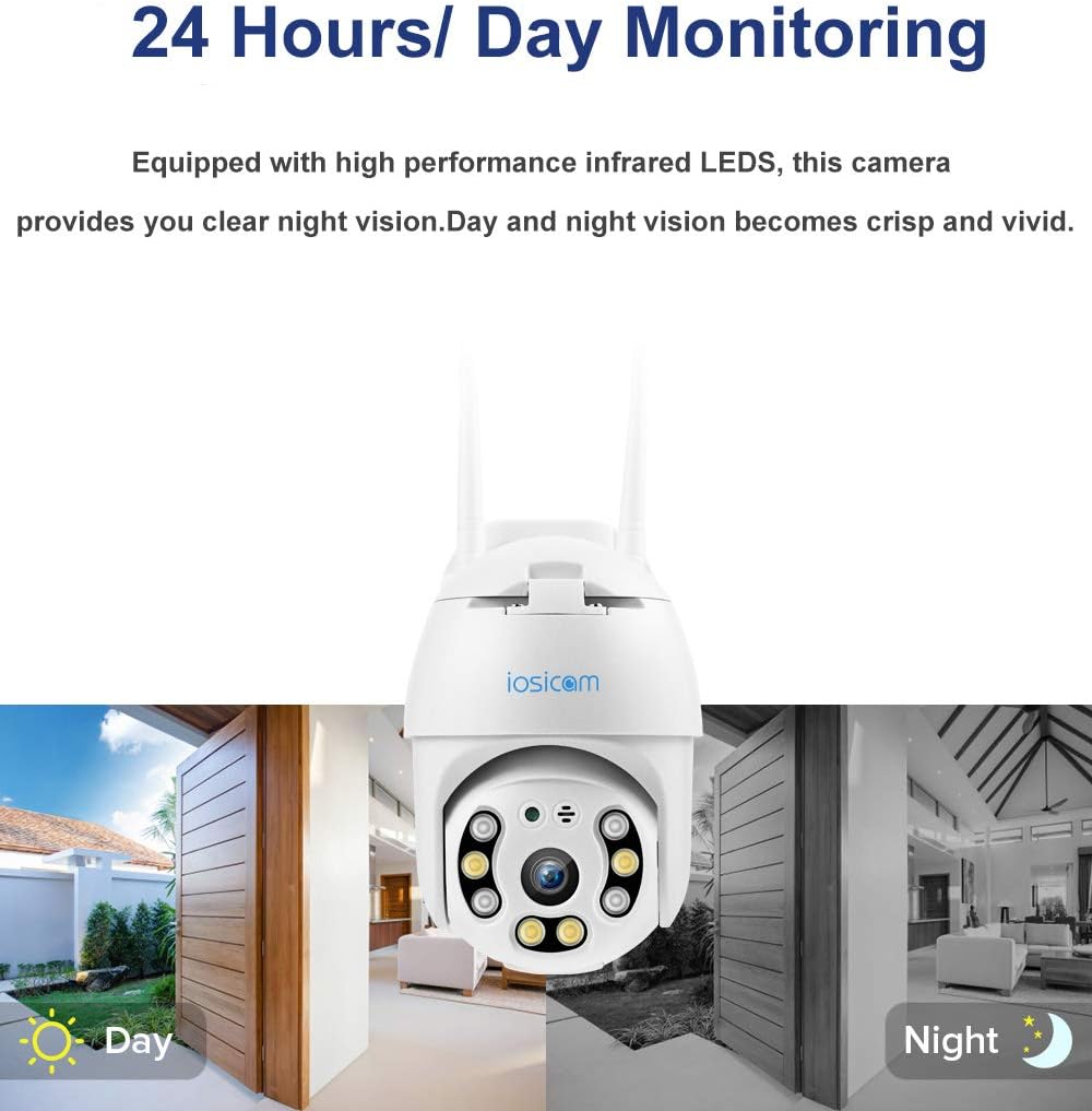 IOSICAM Outdoor PTZ Dome WiFi Camera, 1080P Home Security Surveillance