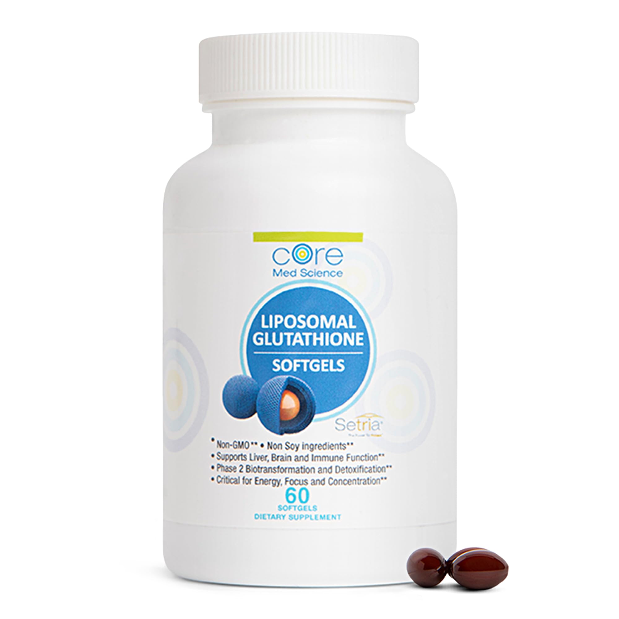 glutathione soft gel Core Med Science Liposomal Glutathione 500mg 60 Softgels Antioxidant Energy