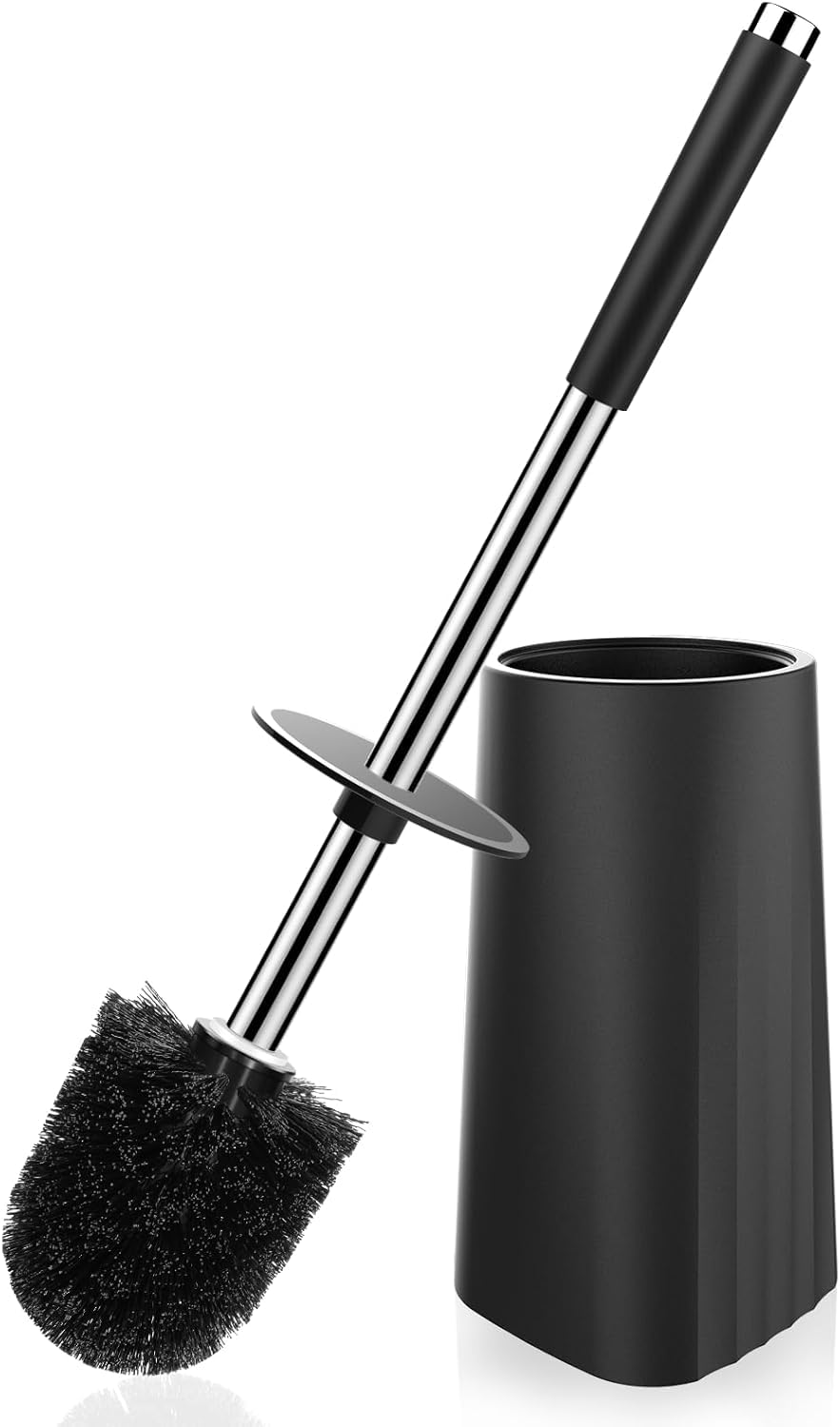 Toilet Brush and Holder,Toilet Bowl Brush with 304 Stainless Steel Long Handle, Hidden Toilet Brush with Durable Scrubbing Bristles for Bathroom Deep Cleaning