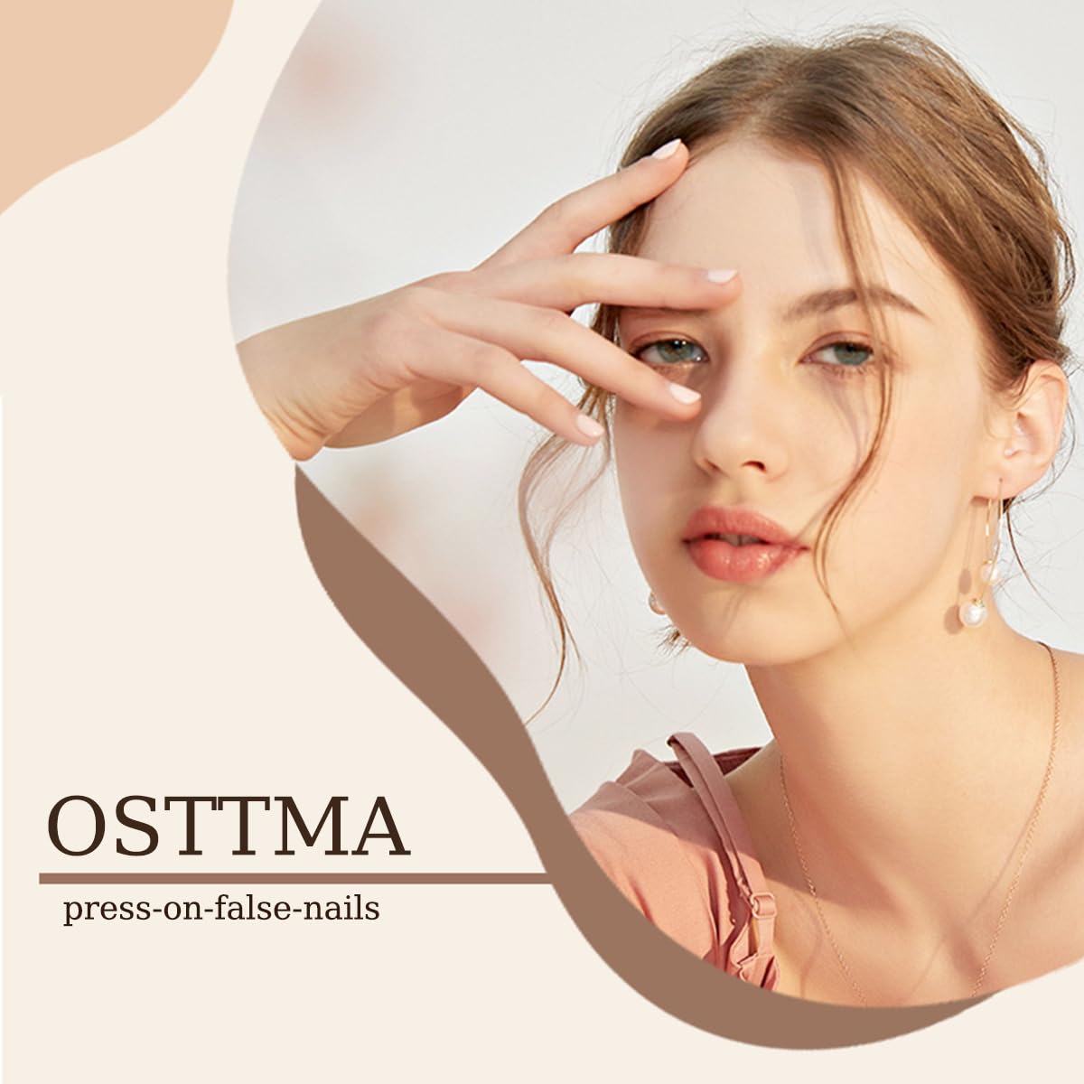 24Pcs Almond Press on Nails Medium French Tip Fake Nails Nude Pink Glue on Nails 3D Bow Pearl Flower Nail Kit False Nails with Ribbon Design Glitter Luxury Acrylic Nail Art Supplies for Women - Image 7