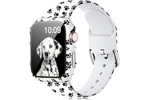 LKEITY Floral Printed Pattern Silicone Band with Case Cover Set Screen Protector Compatible for Apple Watch 45mm 44mm 42mm 41mm 40mm 38mm, Soft Sport Strap for iWatch Series 8 7 SE 6 5 4 3 2 1 Women