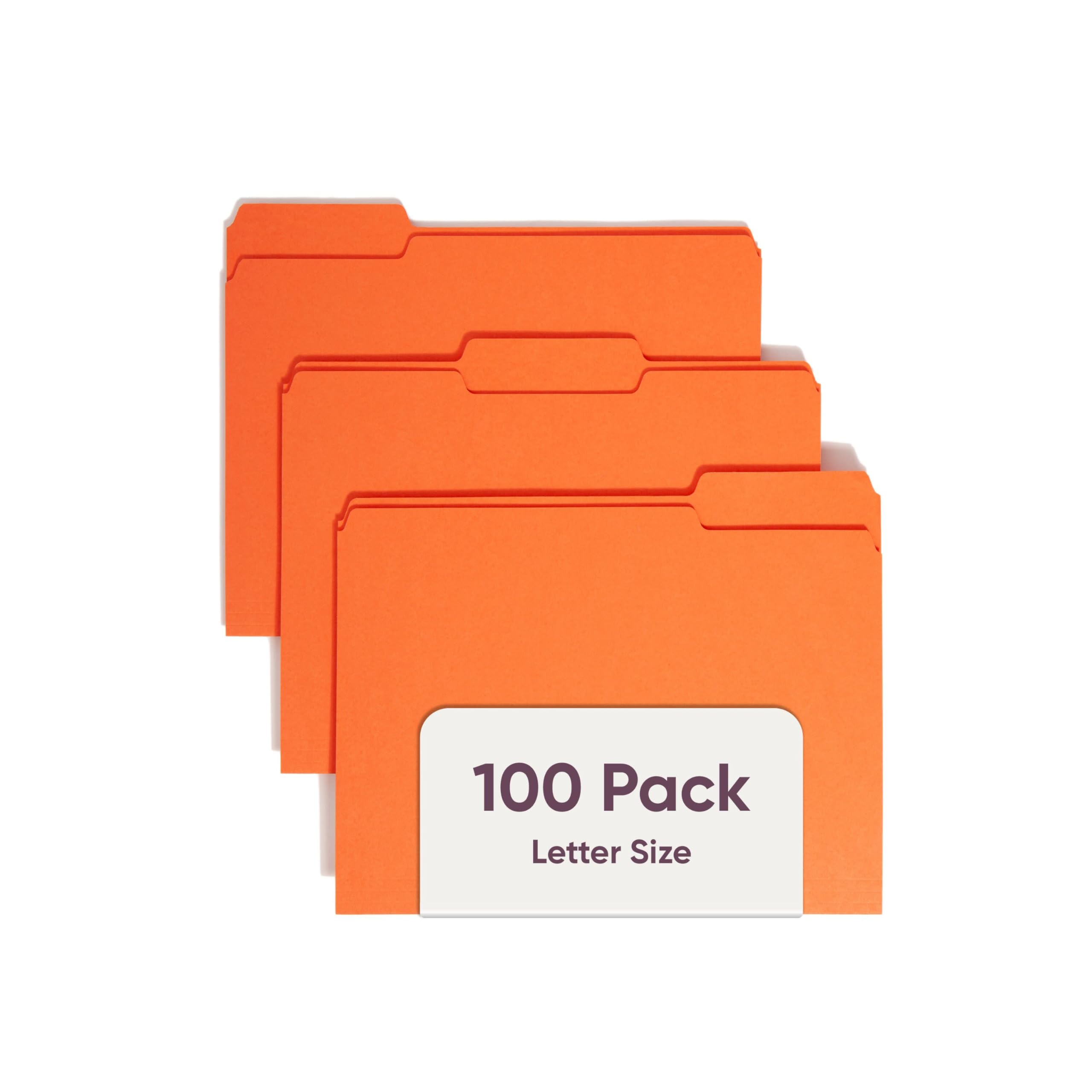 Smead Colored File Folder, 1/3-Cut Tab, Letter Size, Orange, 100 per Box (12543)