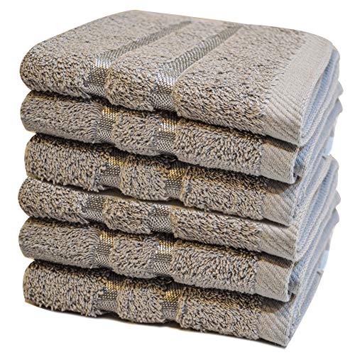 Towelogy® Luxury Egyptian Cotton Face Cloth Flannel Fingertip Towels Set 500 GSM Supersoft and Highly Absorbent Washcloths 30x30 cm (Pack 6, Silver) — image 1