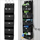 GORILLA GRIP Over The Door Organizer Storage, 5 Deep Hanging Shelves, Holds 50lbs, Closet Organizers Shelf for Bedroom, Bathroom, Nursery, Dorm Essentials, 3 Metal Hooks, 58x15 Inches, Black
