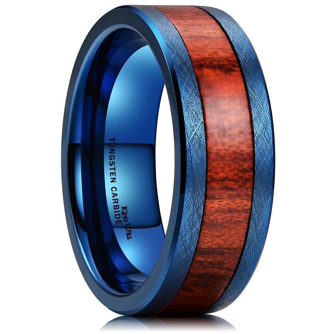 Buy King Will 8mm Blue Tungsten Carbide Ring Surface Inlaid with Red