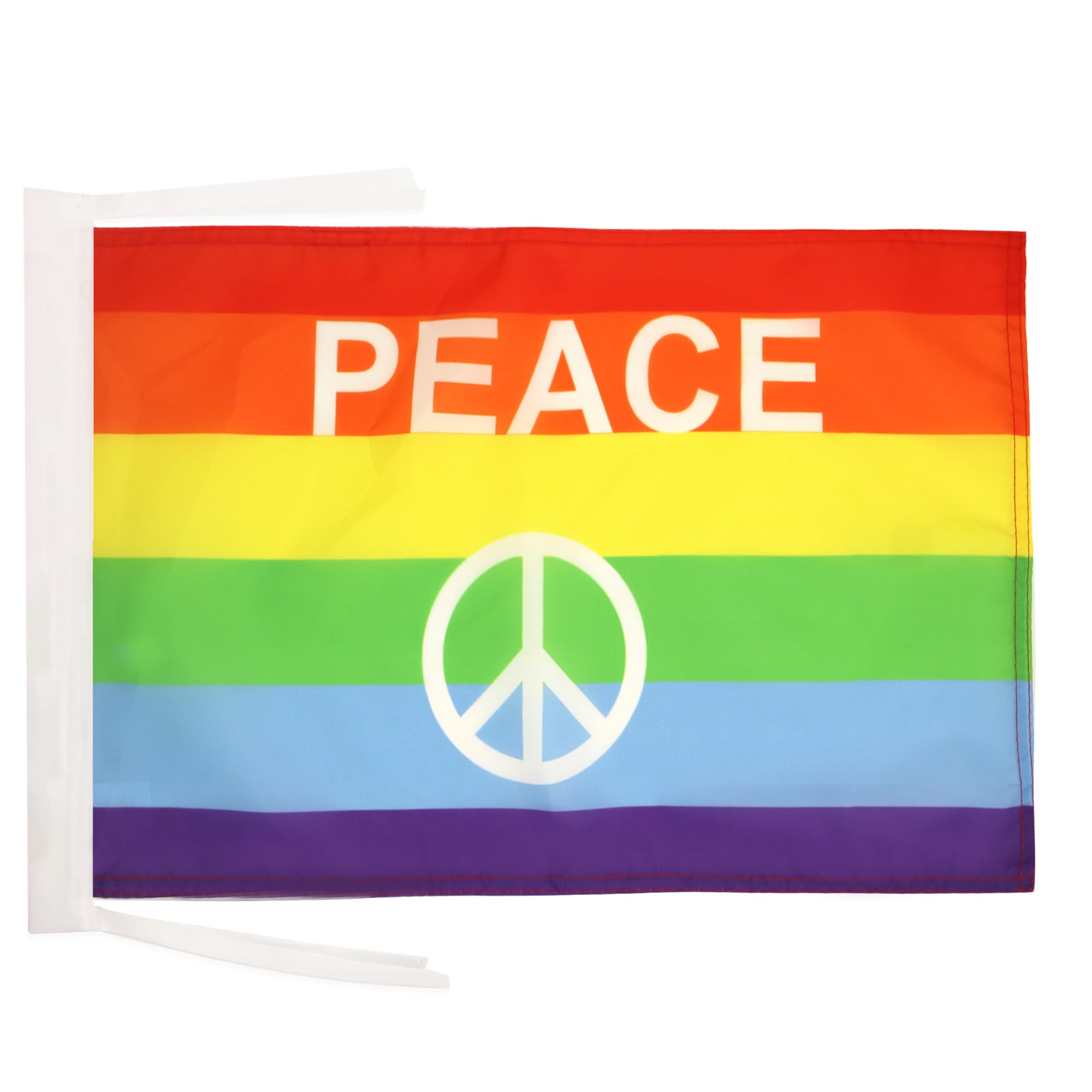 AZ FLAG - Rainbow Peace Symbol Flag - 18'' x 12'' - 100% Polyester gay pride Small Banner with Two Cords - Fade Resistant - Vivid Colors - 18x12 in - 45x30 Cm — image 1