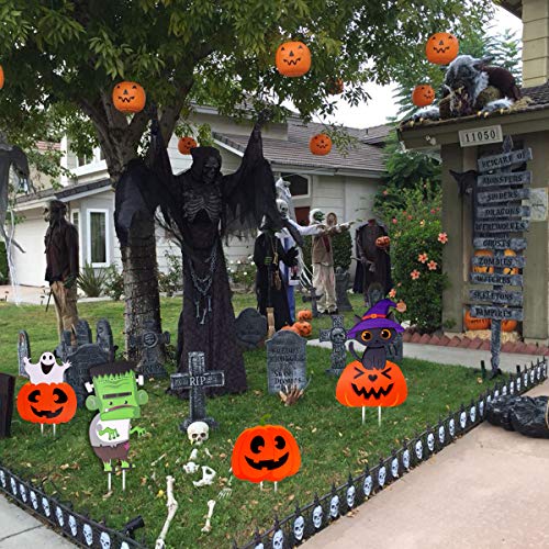 Halloween Decorations Outdoor 9 Pack Yard Signs，Large Pumpkin Ghost