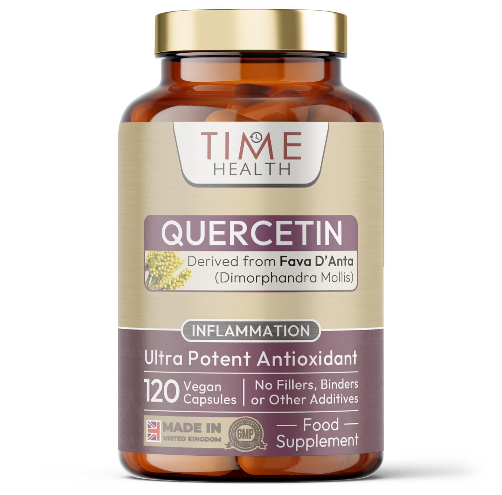 Quercetin Capsules - Naturally Derived - Maximum Antioxidant Action - UK Made - Free from Synthetic Additives - Vegan - Pullulan (120 Capsule Pouch)