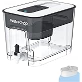 Waterdrop WFD-22L Large Water Filter Dispenser, 40-Cup Capacity, Black | 200-Gallon Long-Life, Water Filter Pitcher, Large Capacity, Reduces Chlorine, PFOA/PFOS and More, BPA Free