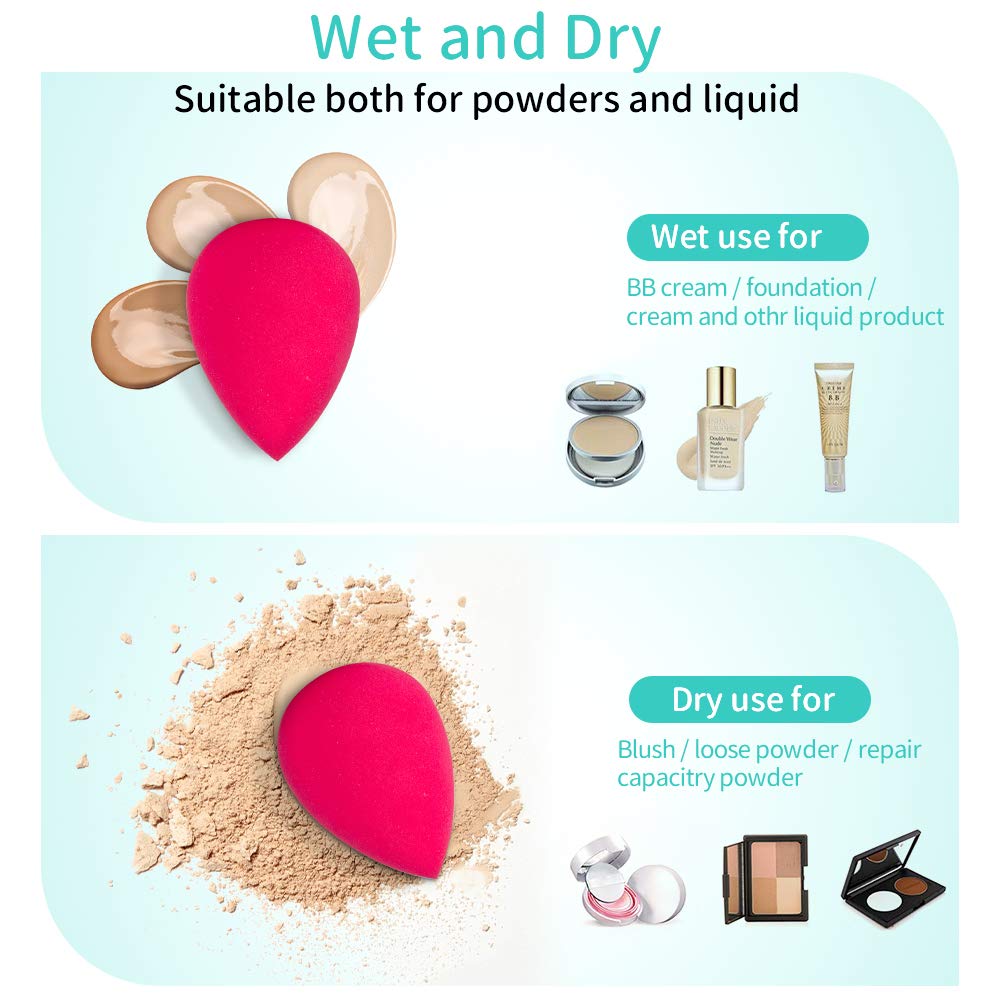 Premium 5PCS Makeup Sponge Blender, Latex Free Blending Foundation Sponge, Flawless for Powder, Cream and Liquid, Multi-Colored Makeup Egg : Beauty