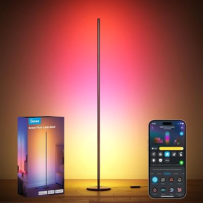 RGBIC LED Stehlampe Wohnzimmer, WiFi Stehlampe 1000lm Dimmbar Schwarz