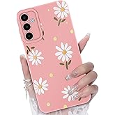 CASBST for Samsung Galaxy A25 5G Phone Case, Fashion Flower Pattern Design Girls Women Liquid Silicone Cover, Slim Shockproof and Scratch-Resistant Soft Case for Samsung A25 - Pink