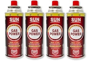 Sun Butane Fuel Canister 227g, 4-Pack for Portable Gas Stoves, Made in Korea