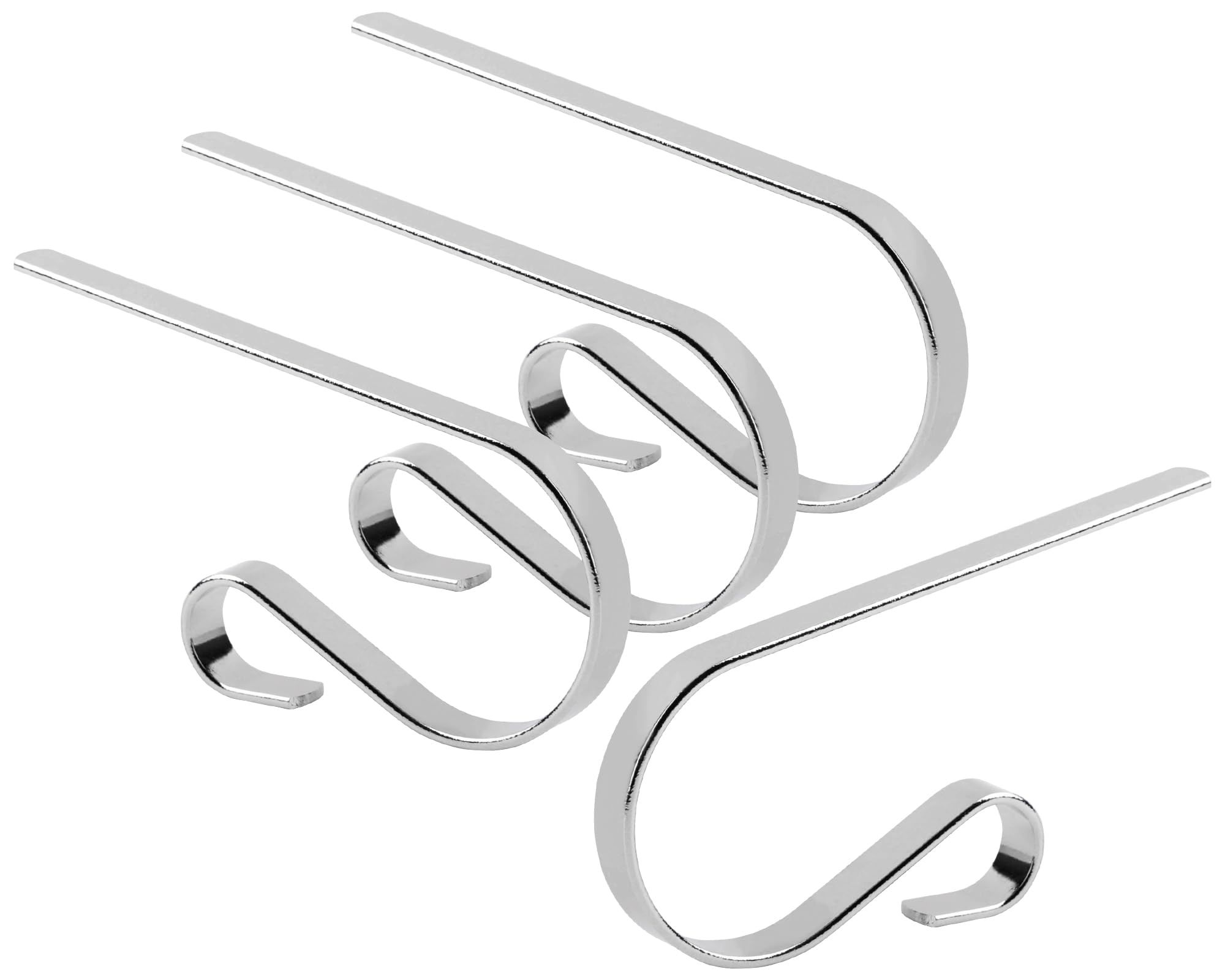 KEYIDO Christmas Stocking Holder, 4 Pack Christmas Stocking Holders for Fireplace Mantle, Silver Xmas Stockings Hanger Hooks Mantle Clips for Christmas Party Decoration