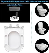 AAN Rectangular Soft Close Toilet Seat Quick Release Adjustable Hinges White UF view 5