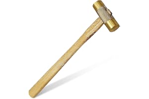 NK eShop Mini Brass Hammer for Jewelry Making – Precision Small Brass Hammer with Wooden Handle for Metal Stamping, Brass Hammers, Flattening, Watch Repair