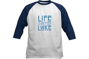 CafePress Life is Better at The Lake Baseball Jersey Kids Cotton Baseball Jersey, 3/4 Raglan Sleeve Shirt