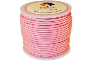 Cords Craft® | 1.0MM Round Leather Cord for Jewelry Making Bracelets Necklace Hair Accessories DIY Craft Dog Collar Beading Work | Roll of 20 Meters Genuine Leather Cord Regular Shiny (Baby Pink)