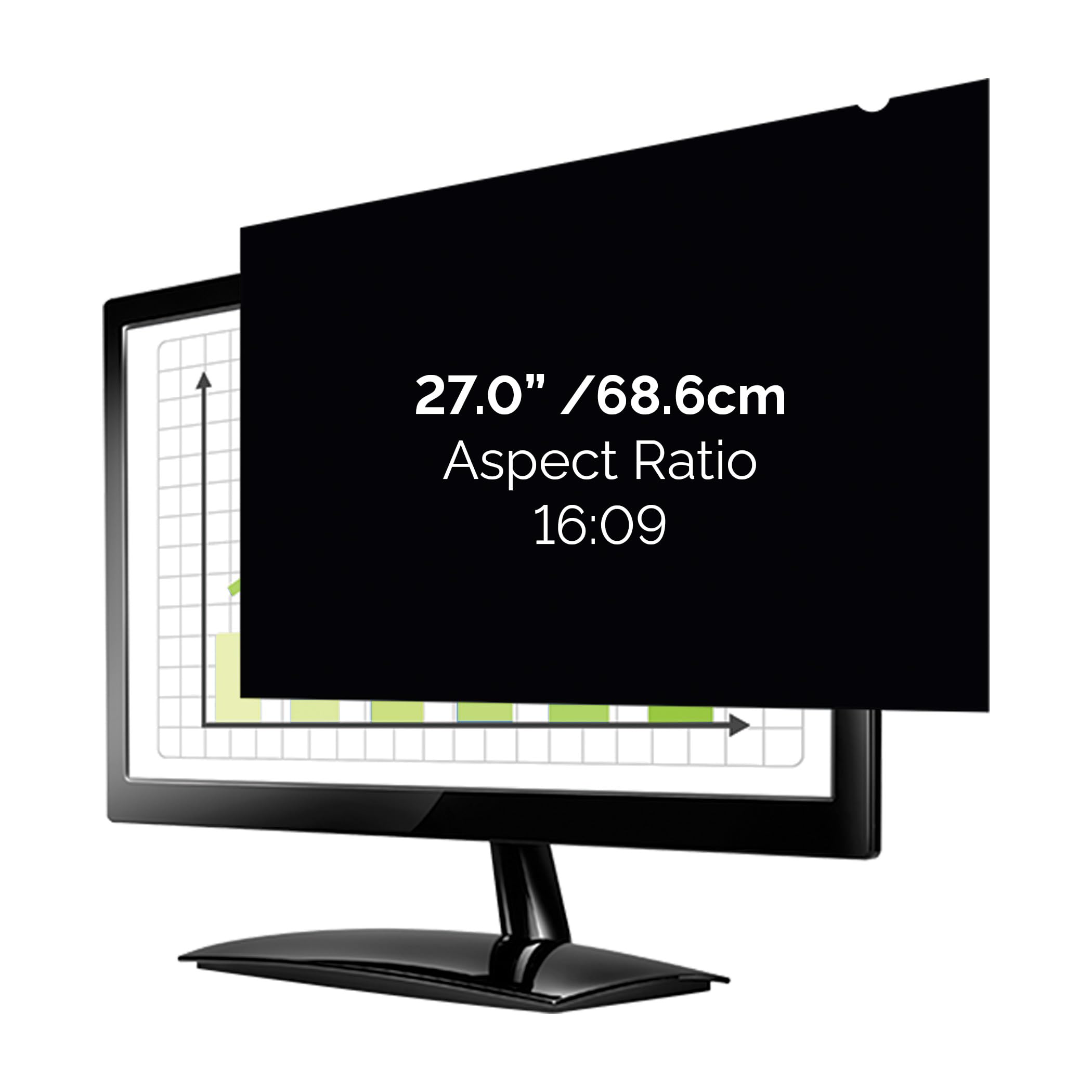 Fellowes PrivaScreen Black Out Privacy Filter Anti Glare Screen Protector for Monitor 27.0" Inches (16:09 Aspect Ratio) 597 x 335mm - Easy Attach & Removal with Quick Reveal Tabs