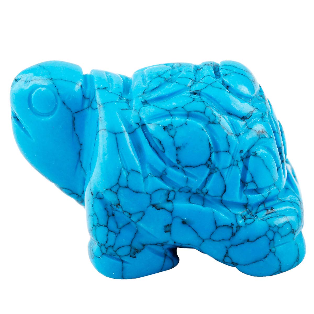 Nupuyai Blue Howlite Turquoise Turtle Figurine Ornament, Healing Crystal Energy Statue for Home Decor 1.5"