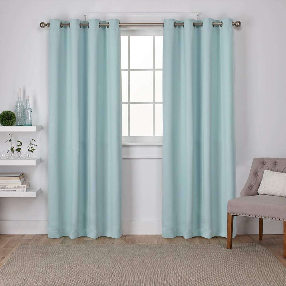 Exclusive Home Curtains Sateen Woven Blackout Grommet Top Panel Pair, Seafoam, 52x84, 2 Piece — image 1