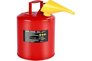 VEVOR Safety Metal Container, 5 Gallon Type I Red Metal Container for Liquid Material with Stainless Steel Flame Arrester, Self-Closing Lid & PE Funnel, Carbon Steel Flammable Saving with Handle