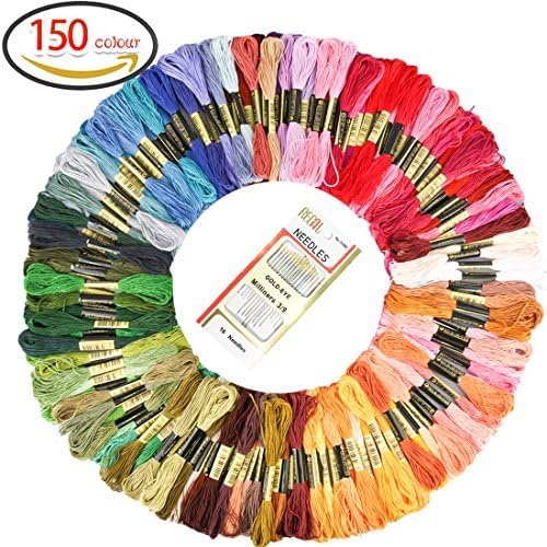 Homder Embroidery Thread Friendship Bracelet String - 100 Skeins Premium Rainbow Color Embroidery Floss, Crafts Floss, 100ï¼…Cotton (150pack)