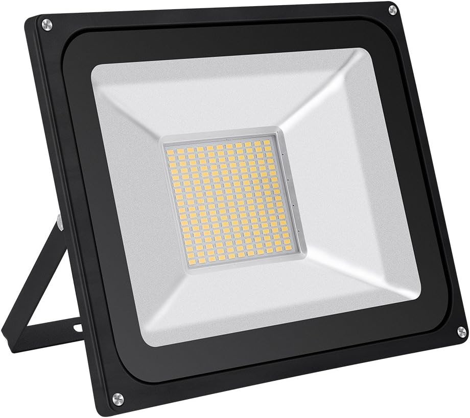 LED Flood Lights, 100W 8000LM Super Bright Security Lights, Warm White 3000K Daylight Outdoor and Indoor IP65 Waterproof Floodlight Landscape Wall Lights for Garage, Garden, Lawn, Yard by Coolkun