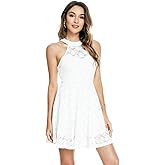 Atnlewhi Womens Vintage Lace Floral Off Shoulder Elegant Swing Dresses A-line Mini Dress for Party Cocktail Wedding