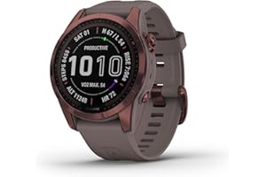 Garmin fenix 7S Sapphire Solar, Smaller adventure smartwatch, with Solar Charging Capabilities, Rugged watch with GPS, touchscreen, wellness features, dark bronze titanium with shale gray band