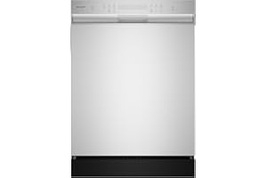 Sharp SDW6504MS Stainless Steel Dishwasher, 24-inch Pocket Handle, 52 dB, Hybrid Tub, 12 Place Settings, 5 Cycles, Heated Dry