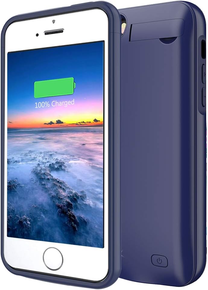 iPhone 5/5S/SE Battery Case ,4500mAh Portable Rechargeable Protective Charging Case Compatible with iPhone 5/5S/SE (4.0 inch) Extended Battery Pack Charger Case (Blue)
