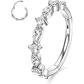 PEAKLINK 16G Nose Hoop Ring 316L Surgical Steel Conch Cartilage Helix Earring with Cubic Zircon Tragus Rook Daith Septum Piercing Jewelry 8mm 10mm for Women Men