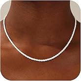 UPFAI 925 Sterling Silver Chain Necklace for Women - 2mm/3mm Italian Chain Necklace Fashion Jewelry Christmas and Valentine's Day Gifts 16/18/20/22 Inch