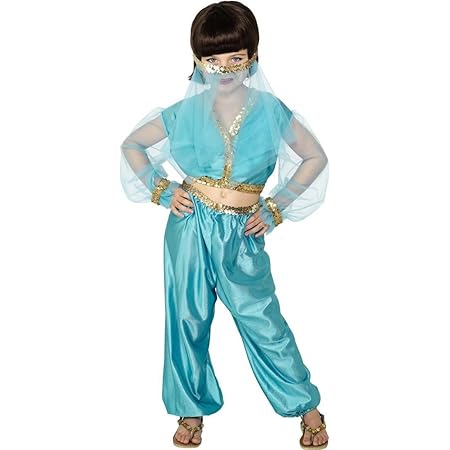 NET TOYS Arabische Prinzessin Kostüm Bauchtänzerin Kinderkostüm blau L 10-12 Jahre 158cm Kinderfaschingskostüm Orient Bauchtä