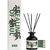 KRD Cashmere Wood Chestnut Oil Diffuser, 3.38 fl oz Glass Bottle Home Scents, Aesthetic Shelf Decor Fragrance Stick Set