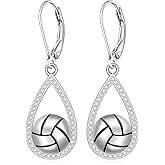 Volleyball Earrings for Women 925 Sterling Silver Dangle Volleyball Ball Earrings Fun Volleyball Lovers Gifts for Sports Enthusiasts