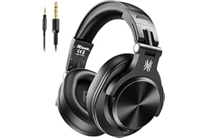 OneOdio A71 Hi-Res Studio Recording Headphones - Wired Over Ear Headphones with SharePort, Monitoring Mixing Foldable Headset with Stereo Sound, 3.5/6.35MM Jack for PC Computer DJ Guitar-Black
