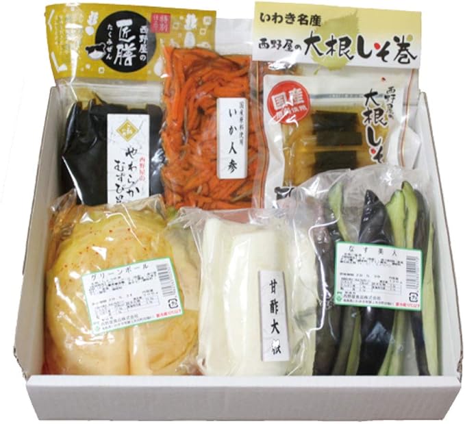 Amazon 国産 漬物セット 喜 ６種詰め合わせ お歳暮 お中元 敬老の日 漬物 詰め合わせ ギフト 西野屋食品 しょうゆ漬 通販