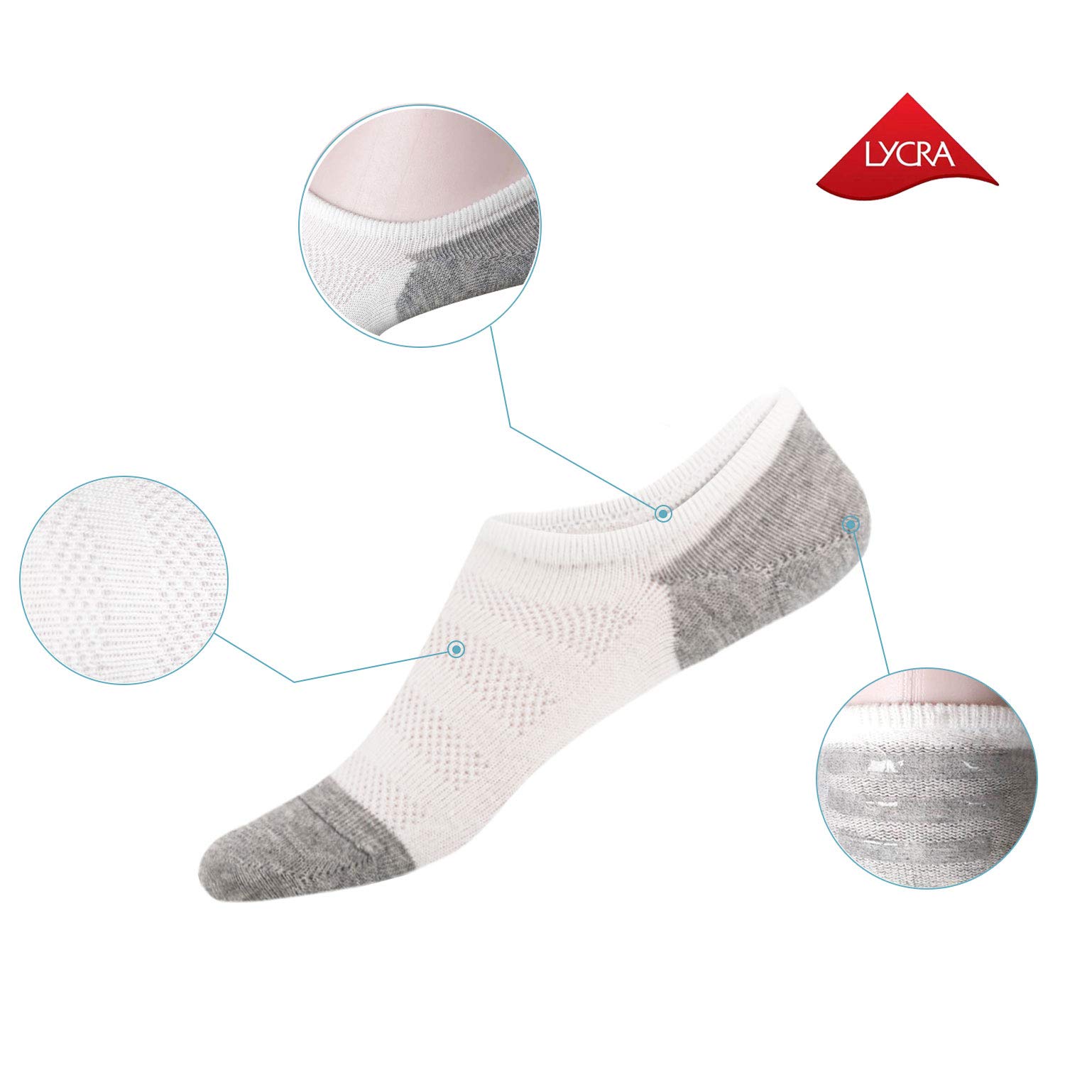 SIXDAYSOX Cotton No Show Socks for Men & Women 8 Pairs Invisible Low Cut with Non Slip Sports Ankle Socks for Trainers, Size 6-11 (8 Pairs Mix3, US Size 6-11/ EU Size 37-46)