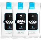 DUDE Wipes - On-The-Go Shower Wipes - 3 Pack, 24 Count - Unscented Extra-Large - Vitamin E & Aloe