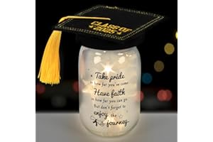 JOYSELLER Graduation Gifts, Class of 2025 Night Light Mason Jar for Party Decorations, Inspiration Starlight Graduation Cap Mason Jar Gifts for College High Middle School, Best Friend Gift